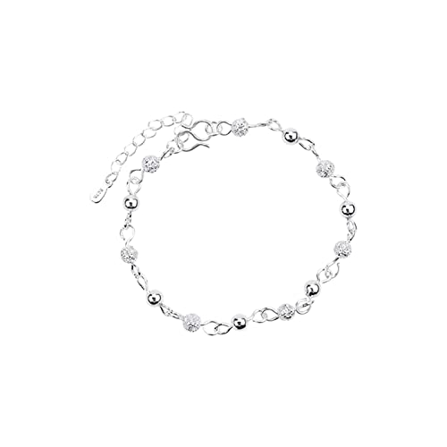 Gualiy 925 Silber Fußkette, Fußkettchen Silber Freundschaft Kugel Form Fußkettchen für Frauen 25CM von Gualiy