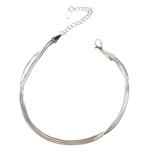 Gualiy 925 Silber Fußkette, Fußkette 3 Schicht Schlangen-Kette Fussketten Damen Verstellbar 21+5.5cm von Gualiy