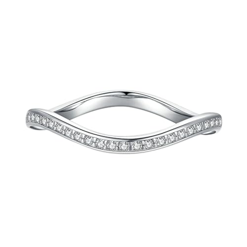 Gualiy 9K Weißgold Damen Ring, Verlobungsring und Ehering Rund Form Moissanit Unregelmäßig Ring Größe 60 von Gualiy