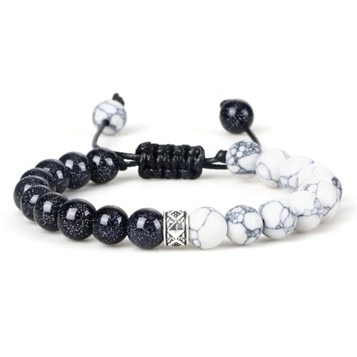 Gualiy Armband Damen Edelstein, 8MM Stein Armband für Herren 17-30CM von Gualiy