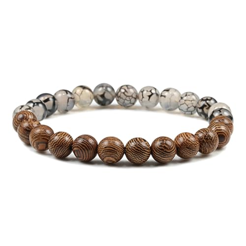 Gualiy Armband Damen Edelstein, 8MM Stein Holz Perle Armband für Herren von Gualiy