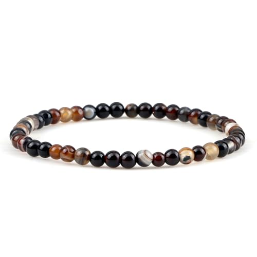 Gualiy Armband Damen Elastisch Perlen, 4MM Achat Yoga Perlen Armband für Herren 19CM von Gualiy