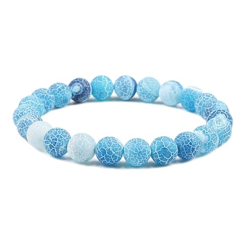 Gualiy Armband Damen Elastisch Perlen, 8MM Blau Stein Armband für Herren von Gualiy