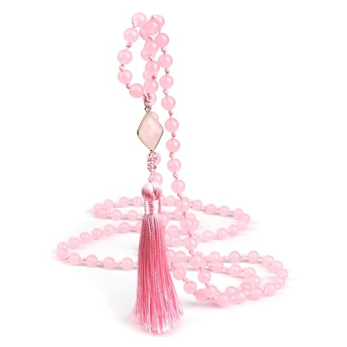 Gualiy Armband Damen Perlen, 8MM Rosa Stein Armband mit Quasten für Herren von Gualiy