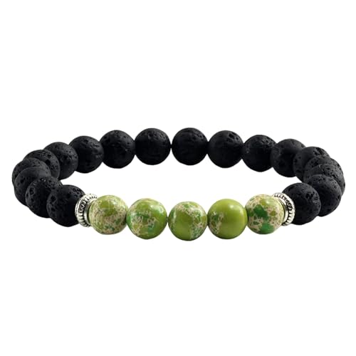 Gualiy Armband Damen aus Perlen, 8MM Lavastein Türkis Armband für Herren von Gualiy