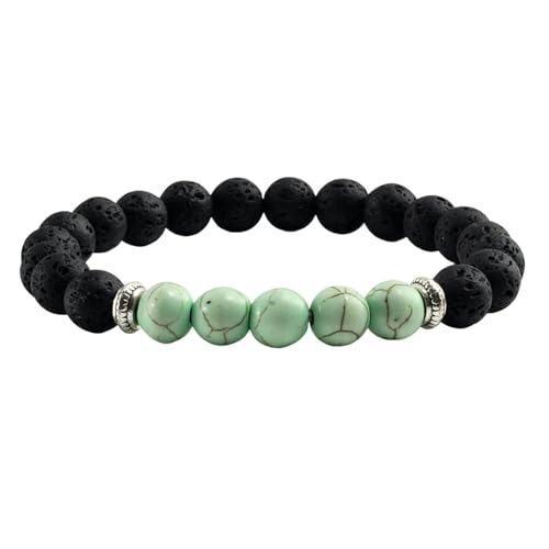 Gualiy Armband Edelstein Damen, 8MM Lavastein Grün Türkis Armband für Herren von Gualiy