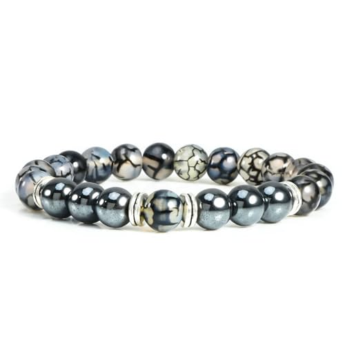 Gualiy Armband Edelstein Damen, 8MM Stein mit Hämatit Armband für Herren von Gualiy