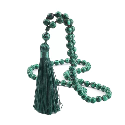 Gualiy Armband Herren Edelstein, 8MM Malachit Armband mit Quasten für Damen von Gualiy
