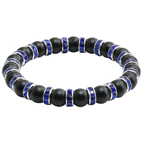 Gualiy Armband Herren Edelstein, 8MM Matt Stein Armband Zirkonia für Damen von Gualiy