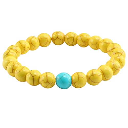 Gualiy Armband Herren Edelstein, Gelb und Blau Türkis Armband für Damen von Gualiy