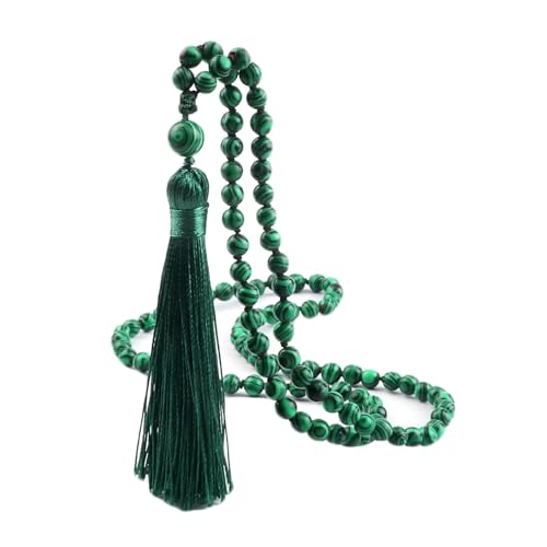 Gualiy Armband Herren Naturstein, 6MM Malachit Armband mit Quasten für Damen von Gualiy