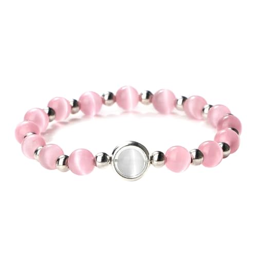 Gualiy Armband Herren Perlen, 8MM Katzenauge Stein Armband für Damen von Gualiy