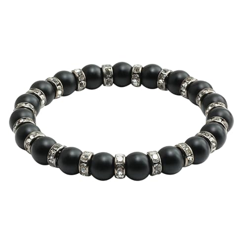 Gualiy Armband Naturstein Damen, 8MM Matt Stein Armband Zirkonia für Herren von Gualiy