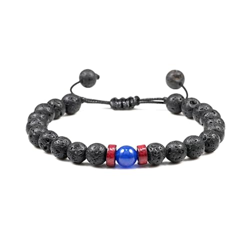 Gualiy Armband Naturstein Perlen, 8MM Lavastein Armband für Herren Damen 19-35CM von Gualiy