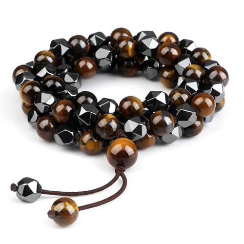 Gualiy Armband Perlen Damen, 8MM Tigerauge Armband für Herren von Gualiy