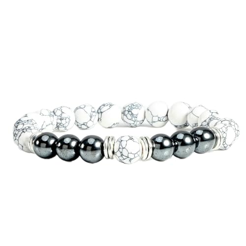 Gualiy Armband Perlen Damen, 8MM Türkis mit Hämatit Armband für Herren von Gualiy