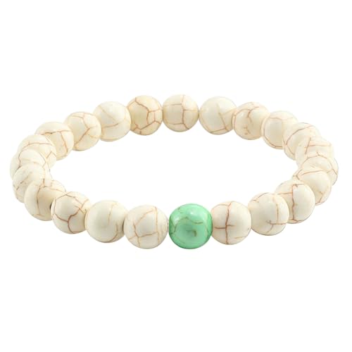 Gualiy Armband Perlen Edelstein, Weiß und Grün Türkis Armband für Damen Herren von Gualiy
