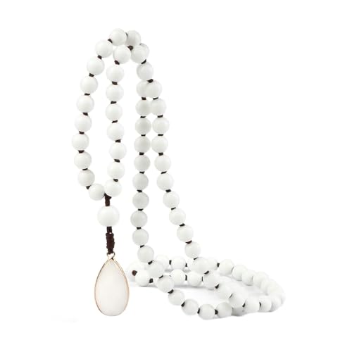 Gualiy Armband Perlen Herren, 6MM Weiß Porzellan Armband mit Träne Anhänger für Damen von Gualiy