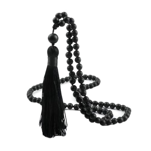 Gualiy Armband Stein Damen, 6MM Matt Stein Armband mit Quasten für Herren von Gualiy