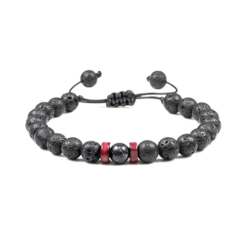 Gualiy Armband Verstellbar Damen, 8MM Lavastein Armband für Herren 19-35CM von Gualiy
