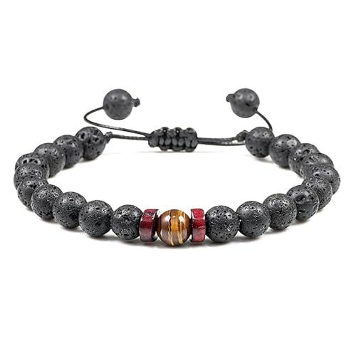 Gualiy Armband Verstellbar Herren, 8MM Lavastein Armband für Damen 19-35CM von Gualiy