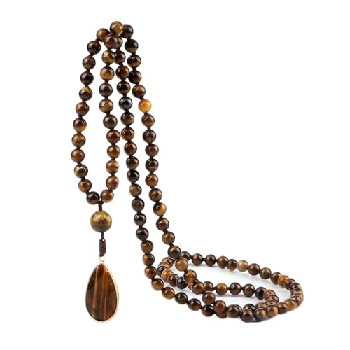 Gualiy Chakra Armband Damen, 6MM Tigerauge Armband mit Träne Anhänger für Herren von Gualiy