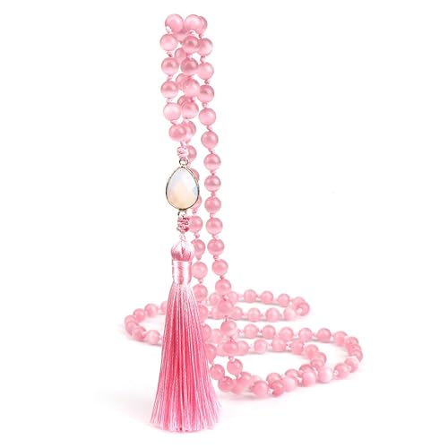 Gualiy Chakra Armband Damen, 8MM Katzenauge Stein Armband mit Quasten für Herren von Gualiy