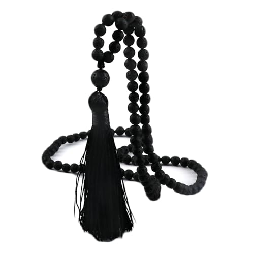 Gualiy Chakra Armband Elastisch, 6MM Lavastein Armband mit Quasten für Herren Damen von Gualiy