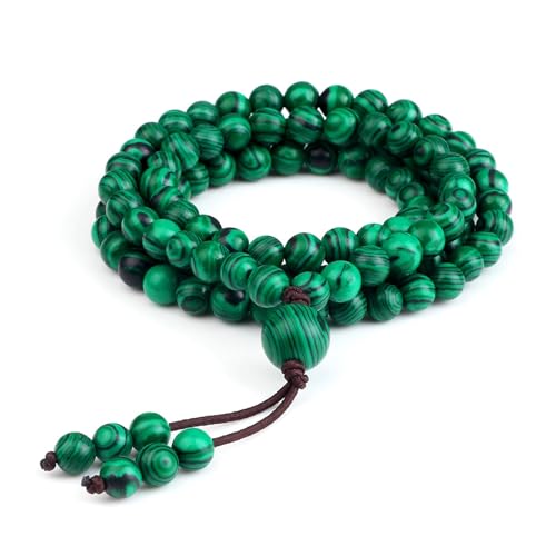 Gualiy Chakra Armband Elastisch, 6MM Malachit Armband für Damen und Herren von Gualiy