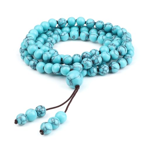 Gualiy Chakra Armband Herren, 6MM Hellblau Türkis Armband für Damen von Gualiy