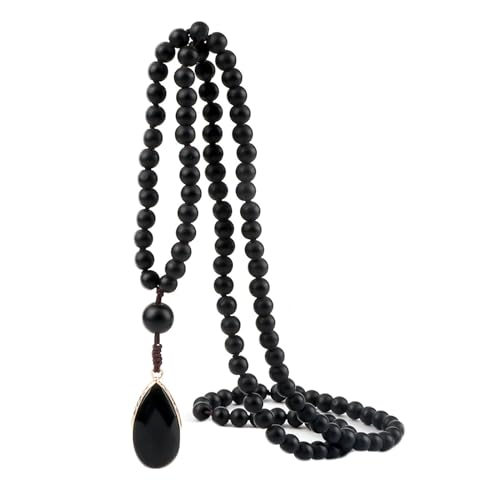 Gualiy Chakra Armband Herren, 6MM Matt Stein Armband mit Träne Anhänger für Damen von Gualiy