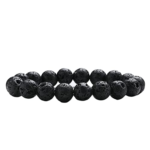 Gualiy Chakra Armband Herren Naturstein, 10mm Lavastein Armband, Armband Elastisch von Gualiy