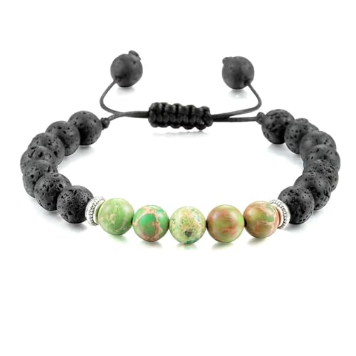 Gualiy Chakra Edelstein Armband, 8MM Türkis Lavastein Armband für Damen und Herren 19-35CM von Gualiy