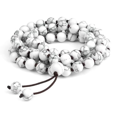 Gualiy Chakra Edelstein Armband, 8MM Weiß Türkis Armband für Herren Damen von Gualiy