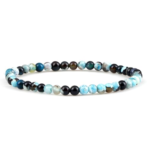 Gualiy Damen Armband Edelstein, 4MM Achat Stein Armband für Herren 19CM von Gualiy