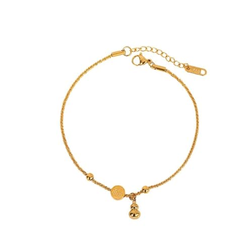 Gualiy Damen Fußkettchen Edelstahl, Fußkette Gold Fu mit Kürbis Fußkette Frauen Boho 20+5cm von Gualiy