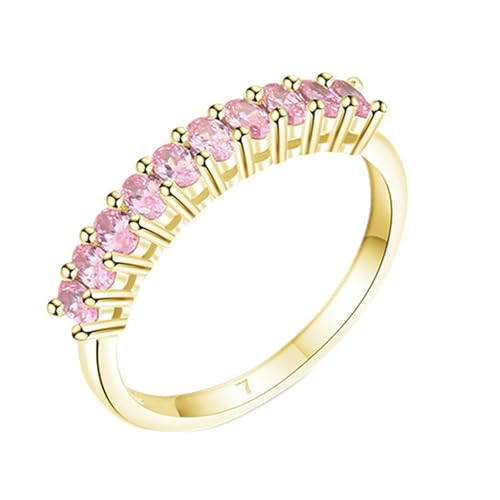 Gualiy Damen Ringe Gelb Gold 585, 14 Karat Ringe Damen Hochzeit mit Oval Form Labor Erstellter Morganit Ringe Größe 57 von Gualiy