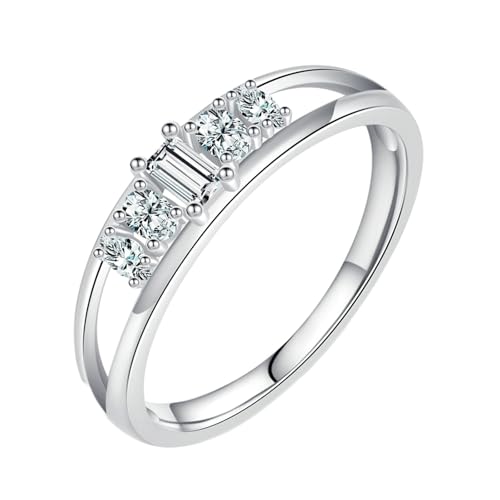 Gualiy Echt Gold 14 Karat Ring, Weißgold Damenringe Hochzeit Rechteck Form Moissanit Ring Größe 52 von Gualiy