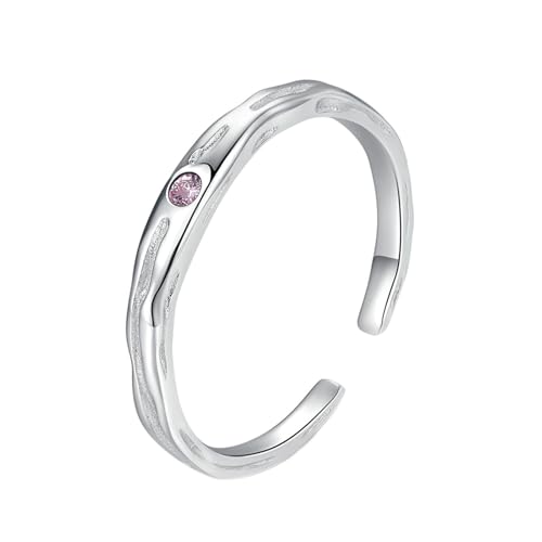 Gualiy Echt Gold 9 Karat Ring, Weißgold Partnerringe Verlobungsringe mit Rosa Saphir Öffnen Damen Ringe Größe 54 von Gualiy