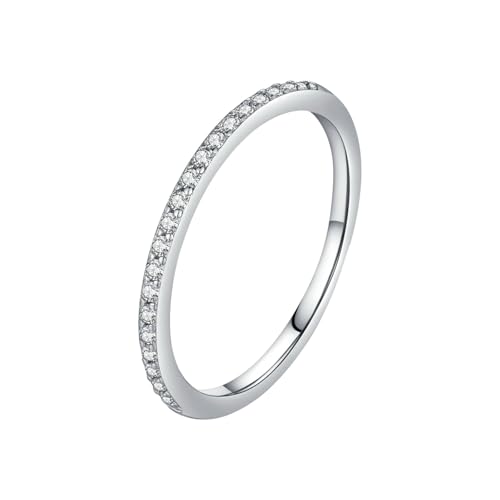 Gualiy Echt Gold Ring 14 K, Weißgold Eheringe Verlobungsringe mit Rund Form Moissanit Damen Ring Größe 49 von Gualiy