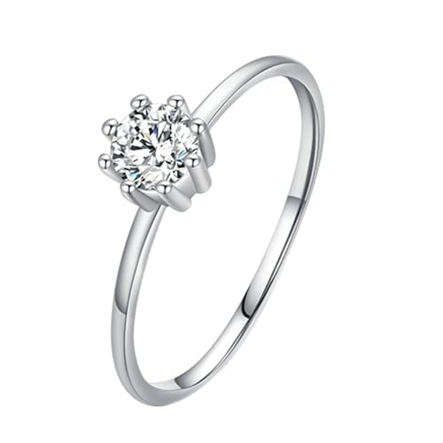 Gualiy Echt Gold Ring 14 K, Weißgold Ringe Damen Partnerringe mit Rund Form 4x4mm Moissanit Ring Größe 60 von Gualiy