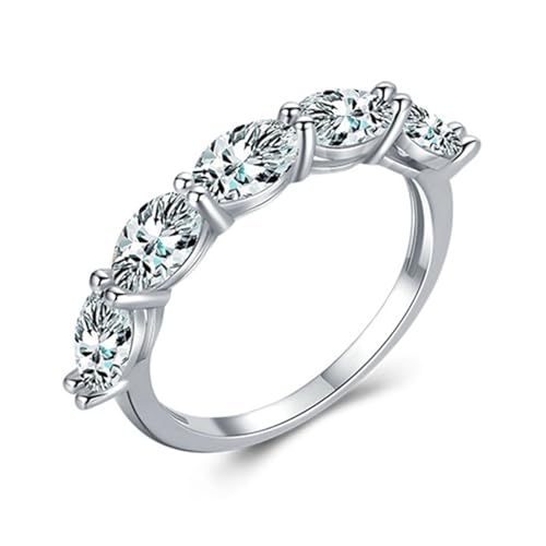 Gualiy Echt Gold Ring 9 K, Weißgold Verlobungsring Oval Form Moissanit Damenring Größe 54 von Gualiy