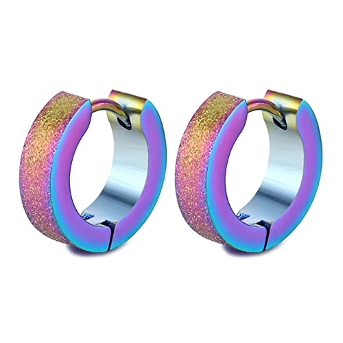 Gualiy Edelstahl Ohrringe Damen Creolen, Ohrringe Creole Männer Matt Rund Form Ohrringe von Gualiy