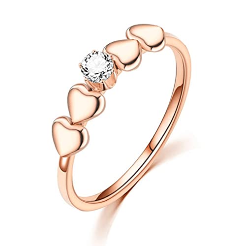 Gualiy Edelstahl Ring Damen, Vertrauensring aus Chirurgenstahl 316L mit 2MM Herz mit Weißer Zirkonia Ring für Frauen Roségold, Größe 60 (19.1) von Gualiy