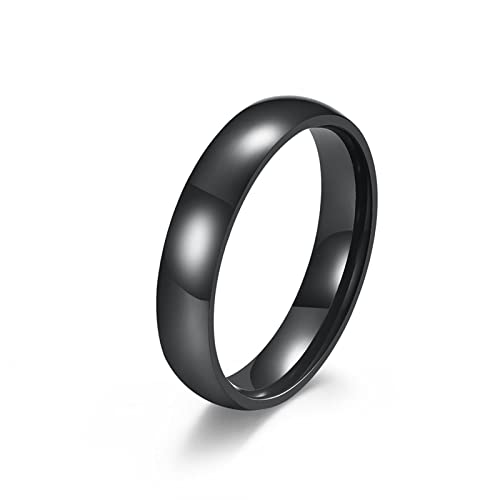 Gualiy Edelstahl Ringe Partnerringe, Vertrauensring aus Chirurgischer Stahl mit 4MM Poliertes Band Ring für Jungen Mädchen Schwarz, Größe 57 (18.1) von Gualiy