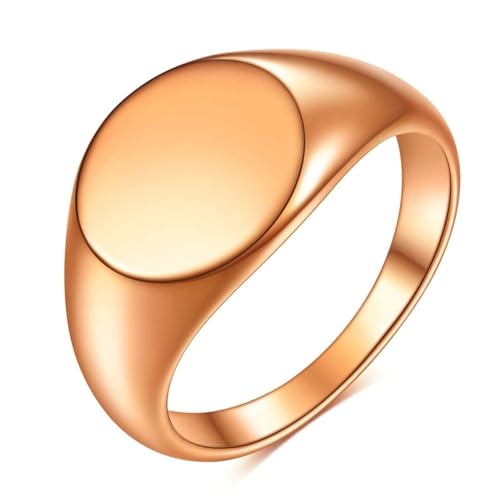 Gualiy Edelstahl Ringe für Herren, Roségold Hochzeitsringe für Frauen 12MM Poliert Oval Form Ringe Größe 60 (19.1) von Gualiy