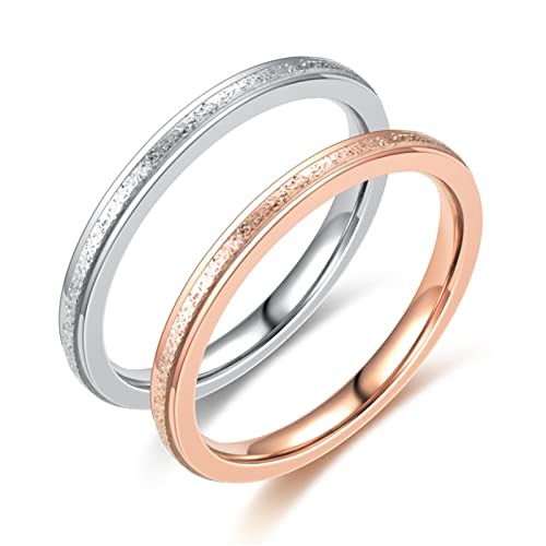 Gualiy Edelstahlring Rosegold, Vertrauensring aus Edelstahl mit 2MM Matt Oberfläche Ring für Jungen Mädchen Roségold, Größe 65 (20.7) von Gualiy