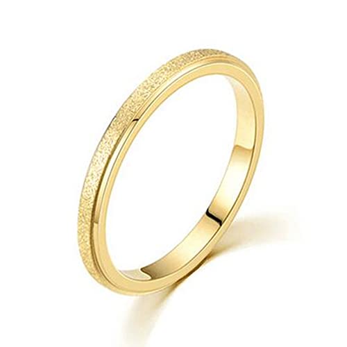 Gualiy Edelstahlringe Gold, Bandring aus 316L Edelstahl mit 2MM Gold Matt Oberfläche Ring für Herren Damen Gold, Größe 67 (21.3) von Gualiy