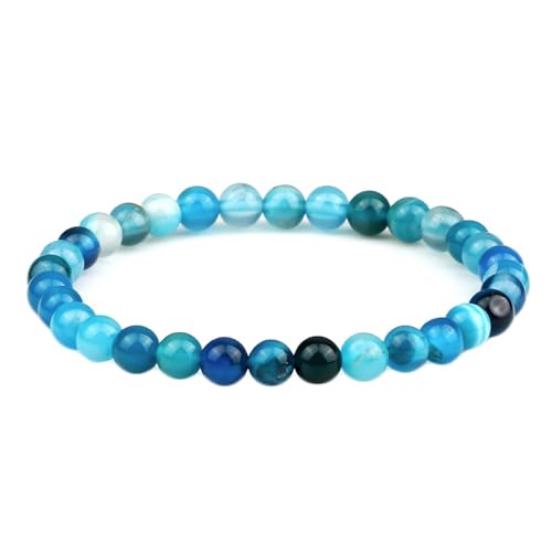 Gualiy Edelstein Armband, 6MM Achat Stein Armband für Damen Herren 18CM von Gualiy