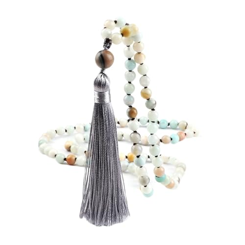 Gualiy Edelstein Armband Herren, 6MM Stein Armband mit Quasten für Damen von Gualiy